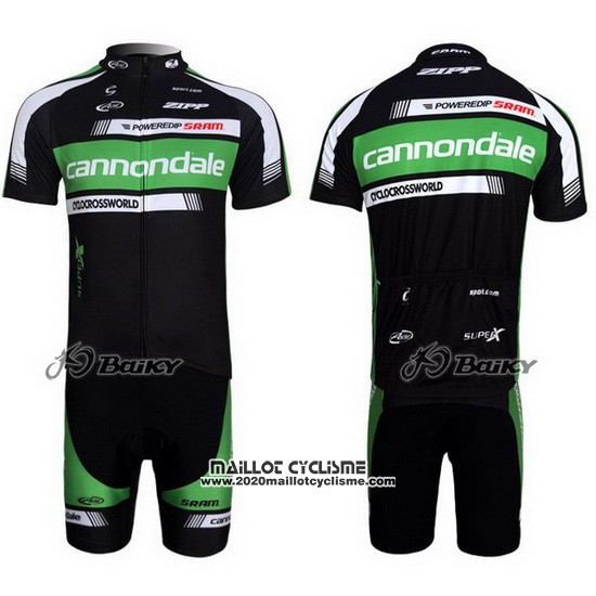 2011 Maillot Ciclismo Cannondale Noir et Vert Manches Courtes et Cuissard